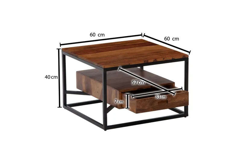 Sofabord Wohnling Massivt træ kvadratisk landhus med skuffebakke - Møbler - Borde - Sofabord