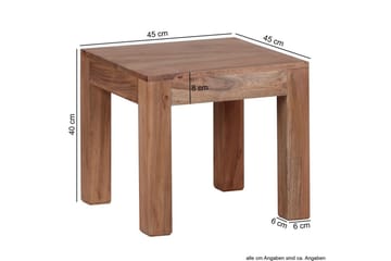 Sofabord Wohnling Massivt træ landhus klassisk håndlavet 45x45 cm, Akacietræ - 45x45 cm, Akacietræ - Møbler - Borde - Sofabord