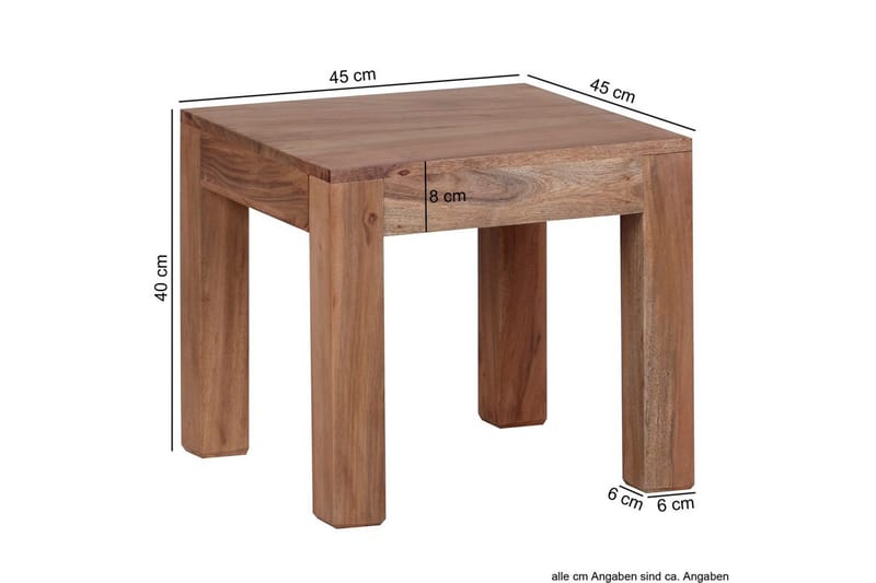 Sofabord Wohnling Massivt træ landhus klassisk håndlavet 45x45 cm, Akacietræ - 45x45 cm, Akacietræ - Møbler - Borde - Sofabord