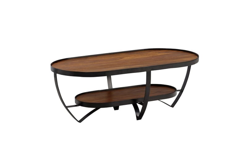 Sofabord Wohnling Massivt træ oval industriel look med opbevaring - Møbler - Borde - Sofabord