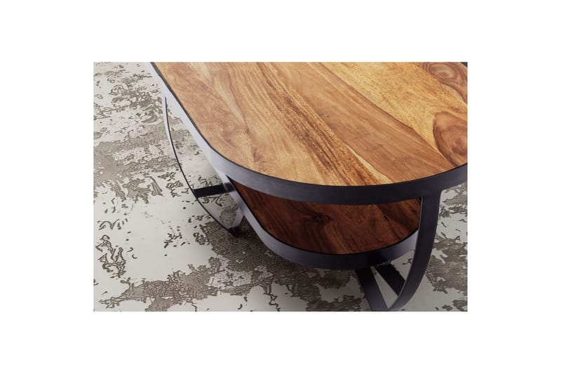 Sofabord Wohnling Massivt træ oval industriel look med opbevaring - Møbler - Borde - Sofabord