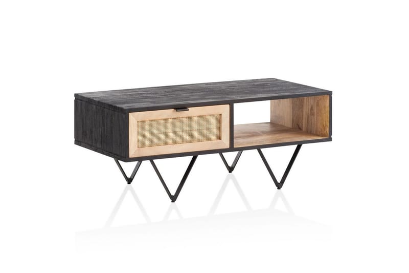 Sofabord Wohnling Massivt træ rattan med skuffe bicolor Moderne - Møbler - Borde - Sofabord