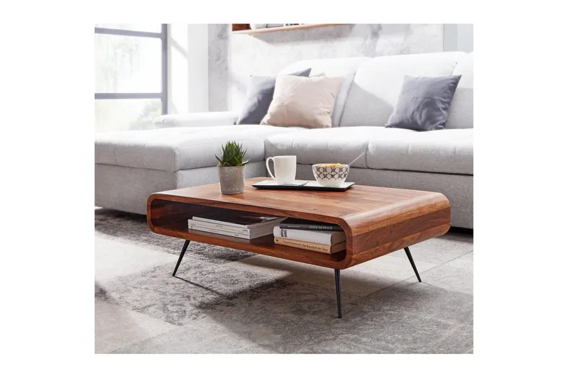 Sofabord Wohnling Massivt træ rektangulær afrundede hjørner landstil - Møbler - Borde - Sofabord