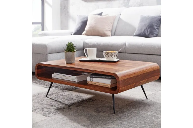 Sofabord Wohnling Massivt træ rektangulær afrundede hjørner landstil - Møbler - Borde - Sofabord