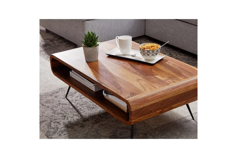 Sofabord Wohnling Massivt træ rektangulær afrundede hjørner landstil - Møbler - Borde - Sofabord