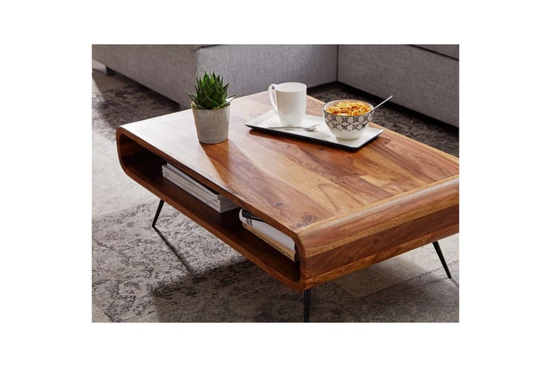 Sofabord Wohnling Massivt træ rektangulær afrundede hjørner landstil - Møbler - Borde - Sofabord