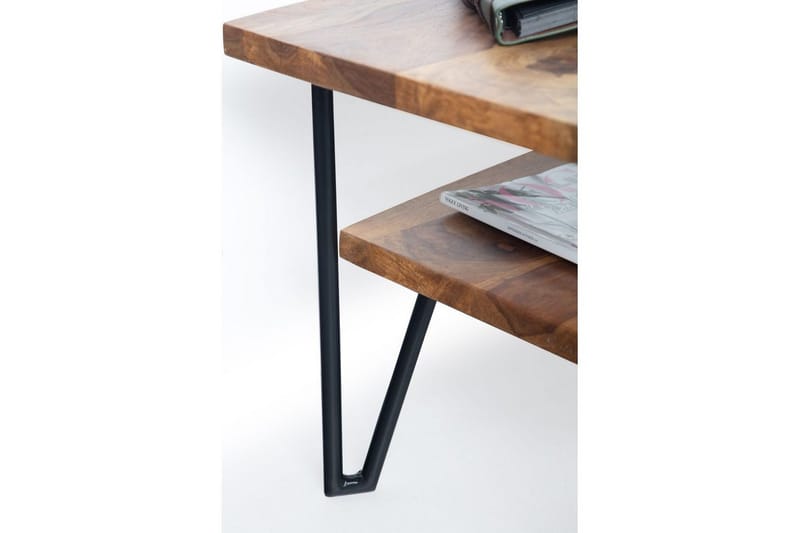 Sofabord Wohnling Massivt træ rektangulær med bakke landstil metalben - Møbler - Borde - Sofabord