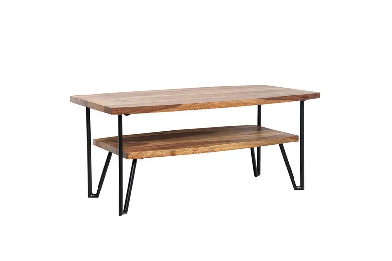 Sofabord Wohnling Massivt træ rektangulær med bakke landstil metalben, undefined