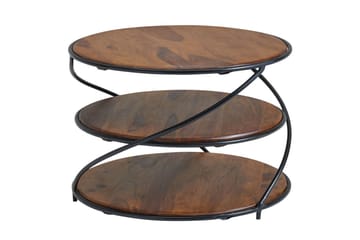 Sofabord Wohnling Massivt træ rund 58 cm med 2 bakker cirkel metalramme - Møbler - Borde - Sofabord