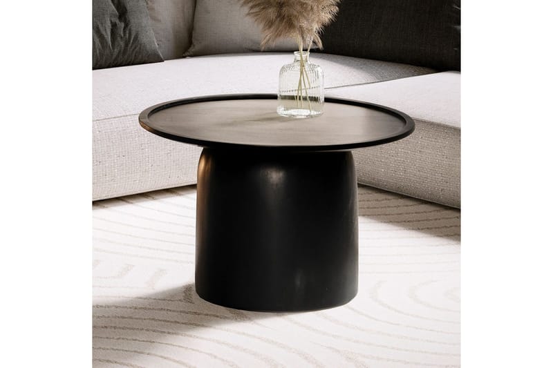Sofabord Wohnling Massivt træ rund 60 cm cylinder stil base klassisk moderne - Møbler - Borde - Sofabord