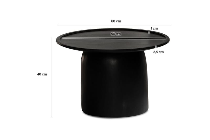 Sofabord Wohnling Massivt træ rund 60 cm cylinder stil base klassisk moderne - Møbler - Borde - Sofabord