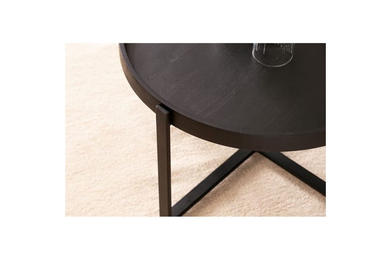 Sofabord Wohnling Massivt træ rund 60 cm med klassisk look metalramme moderne - Møbler - Borde - Sofabord