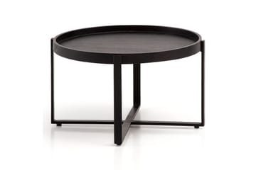 Sofabord Wohnling Massivt træ rund 60 cm med klassisk look metalramme moderne - Møbler - Borde - Sofabord