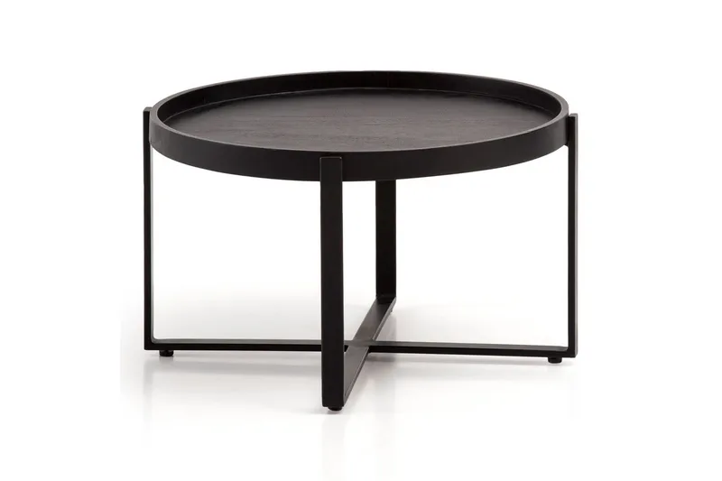 Sofabord Wohnling Massivt træ rund 60 cm med klassisk look metalramme moderne, undefined