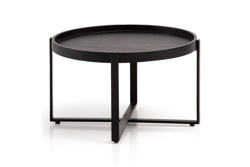 Sofabord Wohnling Massivt træ rund 60 cm med klassisk look metalramme moderne - Møbler - Borde - Sofabord