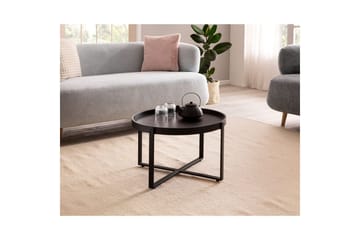 Sofabord Wohnling Massivt træ rund 60 cm med klassisk look metalramme moderne - Møbler - Borde - Sofabord