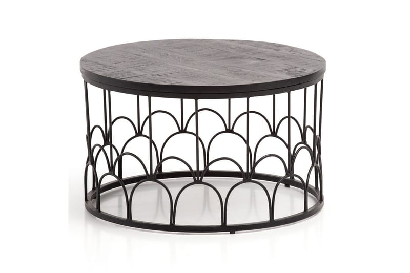 Sofabord Wohnling Massivt træ rund 60 cm med moderne metalramme moderne - Møbler - Borde - Sofabord