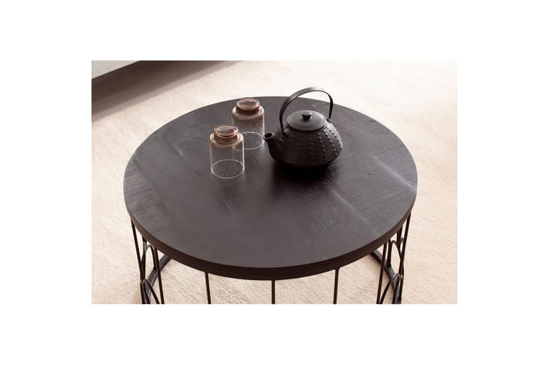 Sofabord Wohnling Massivt træ rund 60 cm med moderne metalramme moderne - Møbler - Borde - Sofabord