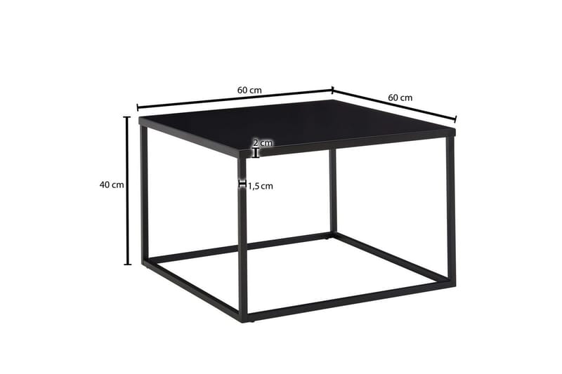 Sofabord Wohnling metallisk kvadratisk, moderne stil Sort - Sort - Møbler - Borde - Sofabord
