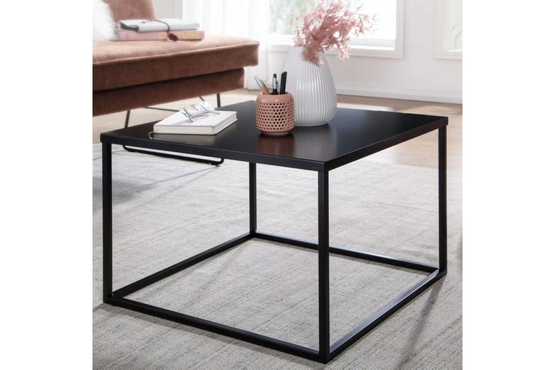 Sofabord Wohnling metallisk kvadratisk, moderne stil Sort - Sort - Møbler - Borde - Sofabord