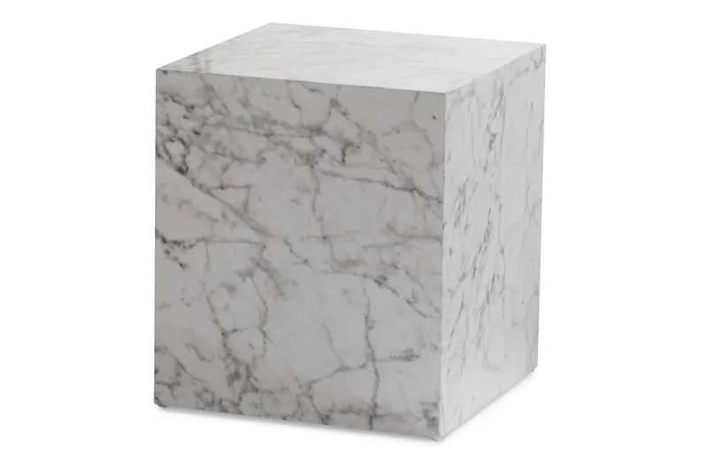Sofabord Wohnling MONOBLOC marmorkig 40x40x45 cm, moderne stil Marmor Hvid, Marmor Hvid