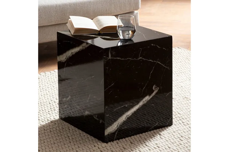 Sofabord Wohnling MONOBLOC marmorkig 40x40x45 cm, moderne stil Marmor sort - Marmor sort - Møbler - Borde - Sofabord
