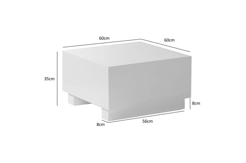 Sofabord Wohnling MONOBLOC moderne look, 60x60x35 cm, løberben Hvid - Hvid - Møbler - Borde - Sofabord
