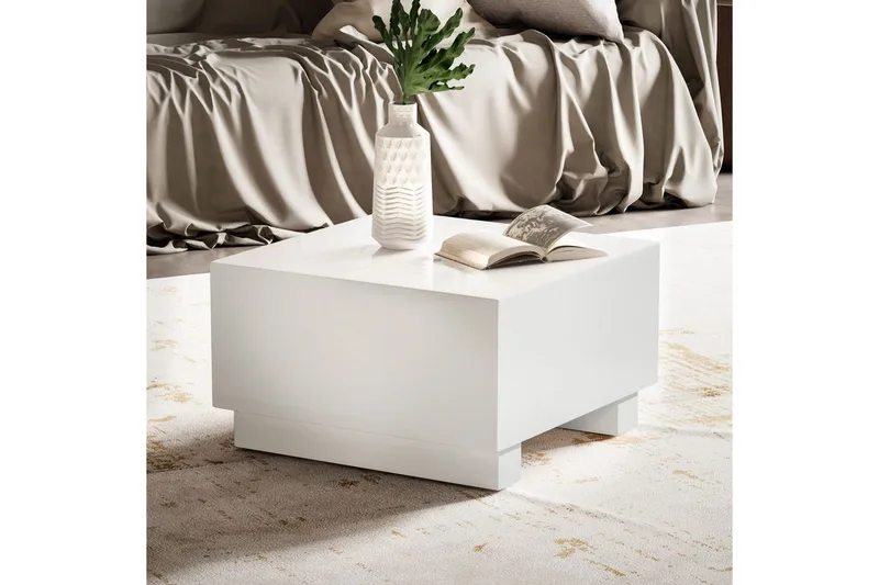 Sofabord Wohnling MONOBLOC moderne look, 60x60x35 cm, løberben Hvid - Hvid - Møbler - Borde - Sofabord