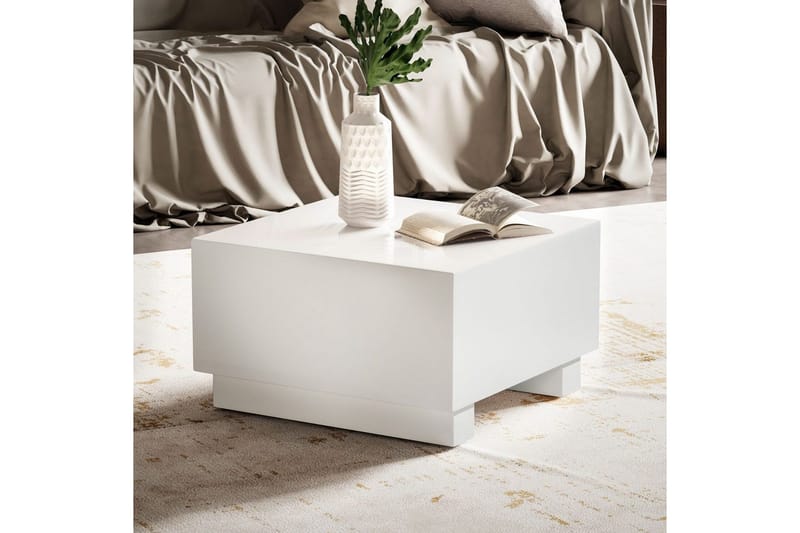 Sofabord Wohnling MONOBLOC moderne look, 60x60x35 cm, løberben Hvid - Hvid - Møbler - Borde - Sofabord
