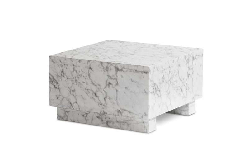 Sofabord Wohnling MONOBLOC moderne look, 60x60x35 cm, løberben Marmor Hvid - Marmor Hvid - Møbler - Borde - Sofabord