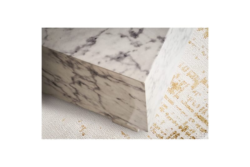 Sofabord Wohnling MONOBLOC moderne look, 60x60x35 cm, løberben Marmor Hvid - Marmor Hvid - Møbler - Borde - Sofabord