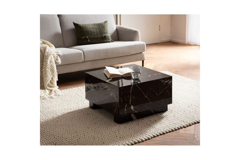 Sofabord Wohnling MONOBLOC moderne look, 60x60x35 cm, løberben Marmor sort - Marmor sort - Møbler - Borde - Sofabord