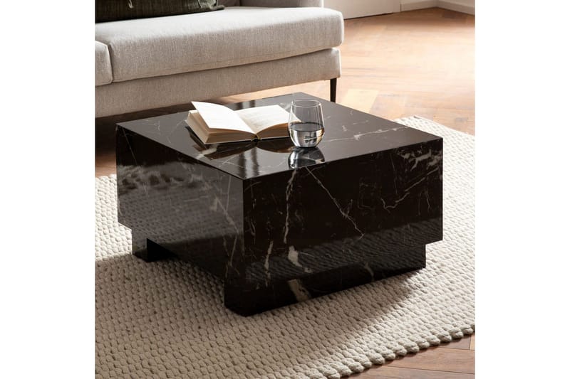 Sofabord Wohnling MONOBLOC moderne look, 60x60x35 cm, løberben Marmor sort - Marmor sort - Møbler - Borde - Sofabord
