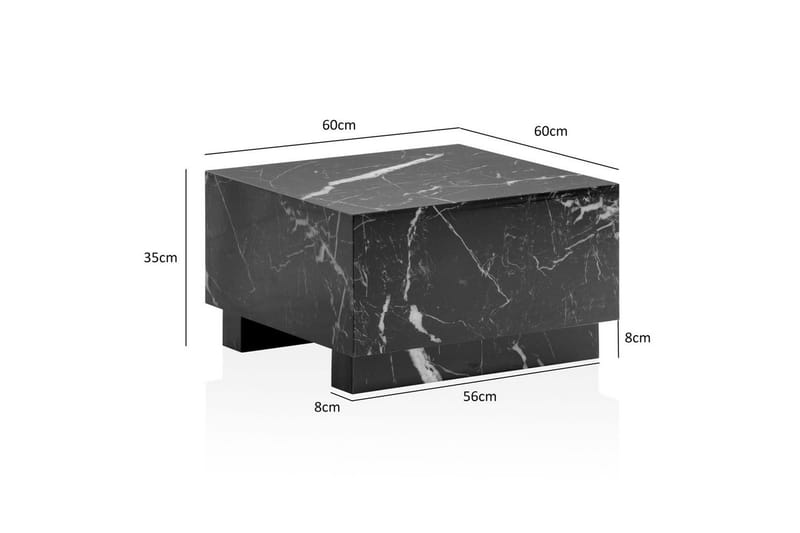Sofabord Wohnling MONOBLOC moderne look, 60x60x35 cm, løberben Marmor sort - Marmor sort - Møbler - Borde - Sofabord