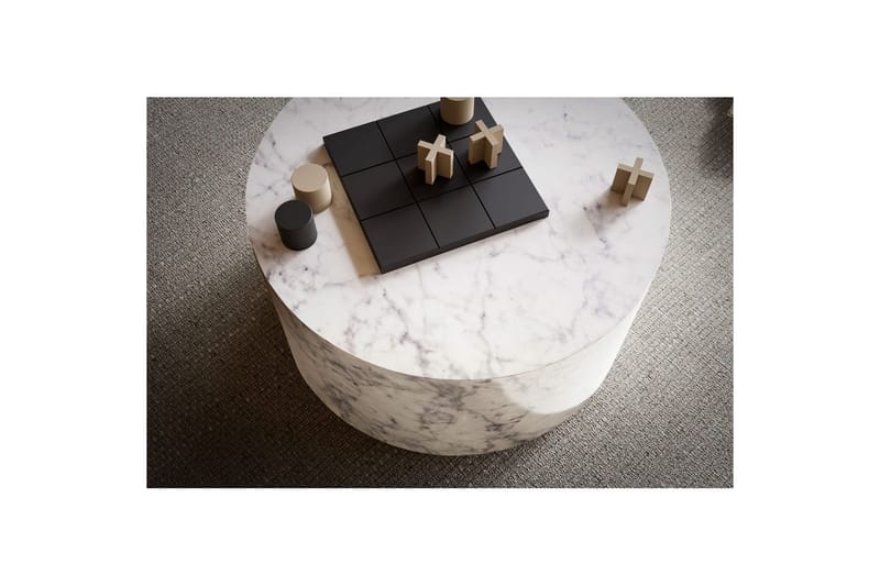 Sofabord Wohnling MONOBLOC rundt 60 cm, moderne stil Marmor Hvid - Marmor Hvid - Møbler - Borde - Sofabord