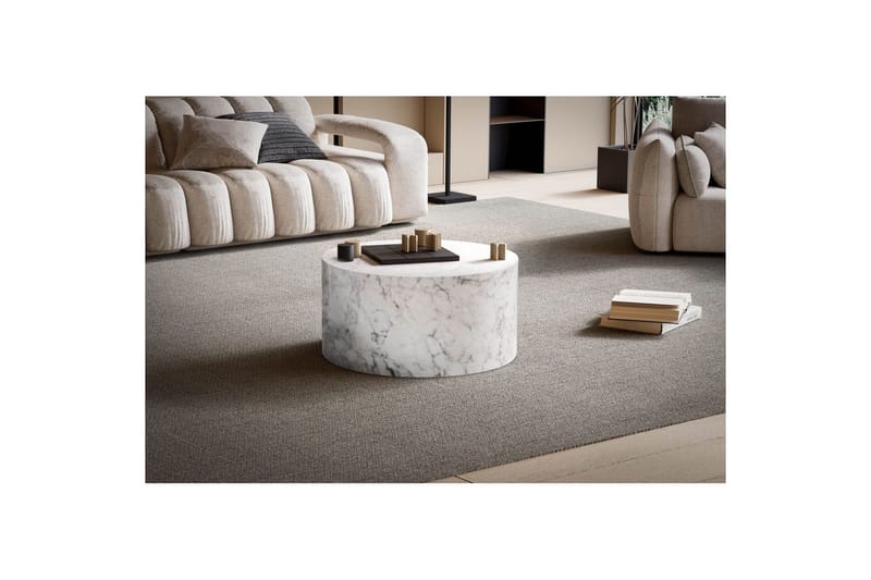 Sofabord Wohnling MONOBLOC rundt 60 cm, moderne stil Marmor Hvid - Marmor Hvid - Møbler - Borde - Sofabord