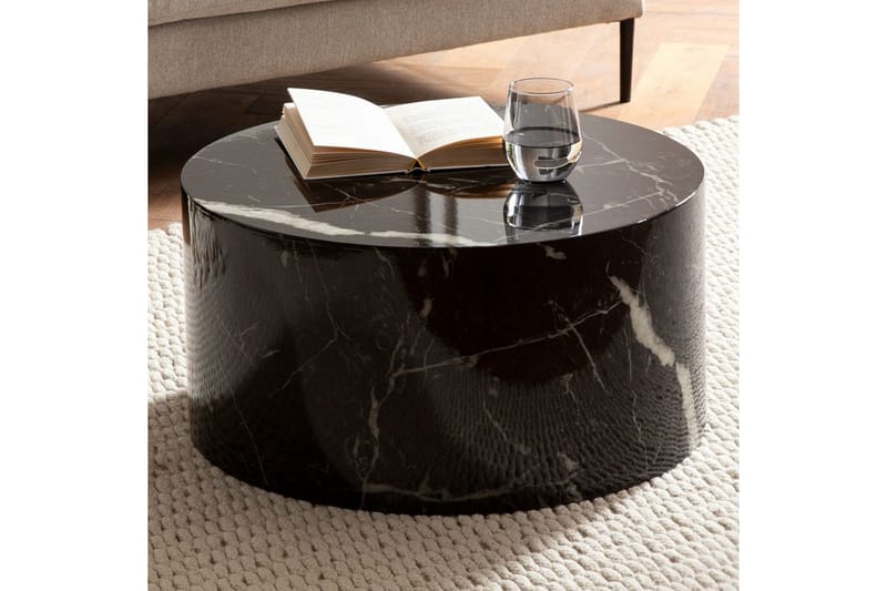 Sofabord Wohnling MONOBLOC rundt 60 cm, moderne stil Marmor sort - Marmor sort - Møbler - Borde - Sofabord