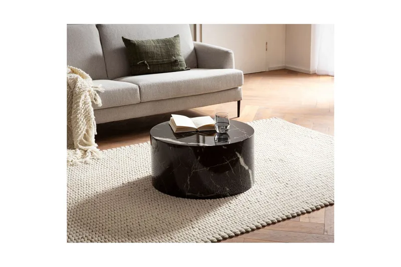 Sofabord Wohnling MONOBLOC rundt 60 cm, moderne stil Marmor sort - Marmor sort - Møbler - Borde - Sofabord