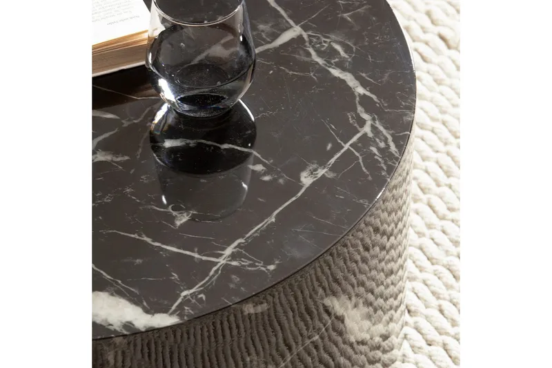 Sofabord Wohnling MONOBLOC rundt 60 cm, moderne stil Marmor sort - Marmor sort - Møbler - Borde - Sofabord