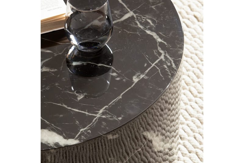 Sofabord Wohnling MONOBLOC rundt 60 cm, moderne stil Marmor sort - Marmor sort - Møbler - Borde - Sofabord