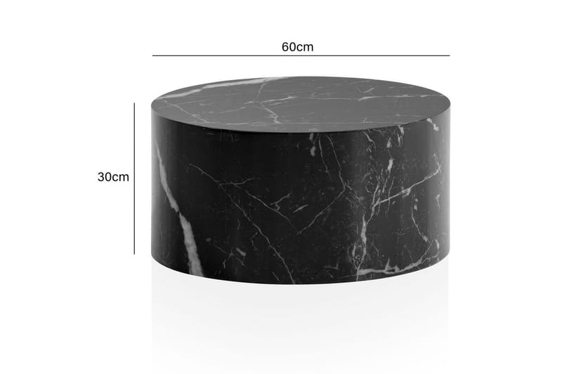Sofabord Wohnling MONOBLOC rundt 60 cm, moderne stil Marmor sort - Marmor sort - Møbler - Borde - Sofabord