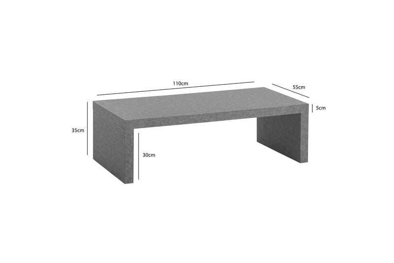 Sofabord Wohnling rektangulær 110 cm, stenoptik, moderne look Grå - Grå - Møbler - Borde - Sofabord