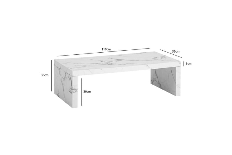 Sofabord Wohnling rektangulær 110 cm, stenoptik, moderne look Marmor Hvid - Marmor Hvid - Møbler - Borde - Sofabord