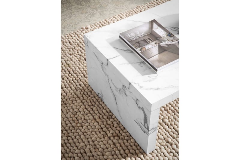 Sofabord Wohnling rektangulær 110 cm, stenoptik, moderne look Marmor Hvid - Marmor Hvid - Møbler - Borde - Sofabord