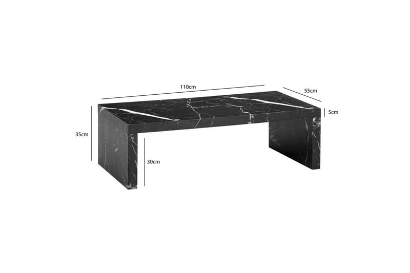 Sofabord Wohnling rektangulær 110 cm, stenoptik, moderne look Marmor sort - Marmor sort - Møbler - Borde - Sofabord