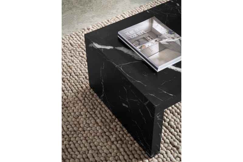 Sofabord Wohnling rektangulær 110 cm, stenoptik, moderne look Marmor sort - Marmor sort - Møbler - Borde - Sofabord
