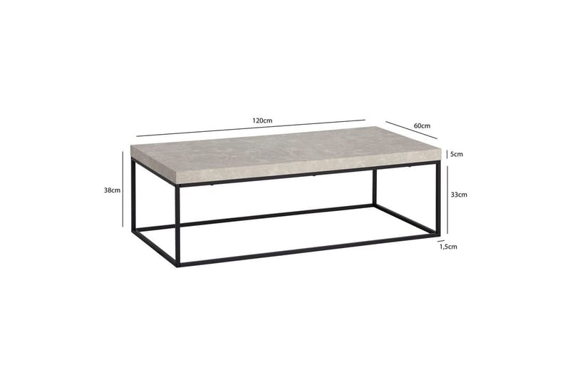Sofabord Wohnling rektangulær 120 cm, stenoptik, moderne look Beige - Beige - Møbler - Borde - Sofabord