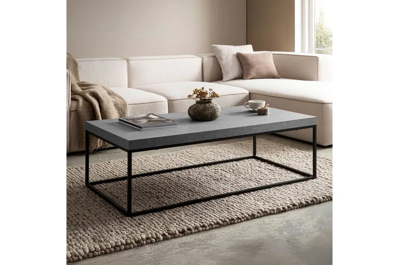 Sofabord Wohnling rektangulær 120 cm, stenoptik, moderne look Grå - Grå - Møbler - Borde - Sofabord