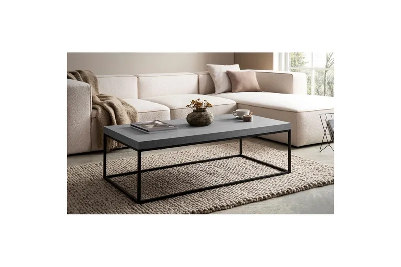 Sofabord Wohnling rektangulær 120 cm, stenoptik, moderne look Grå - Grå - Møbler - Borde - Sofabord