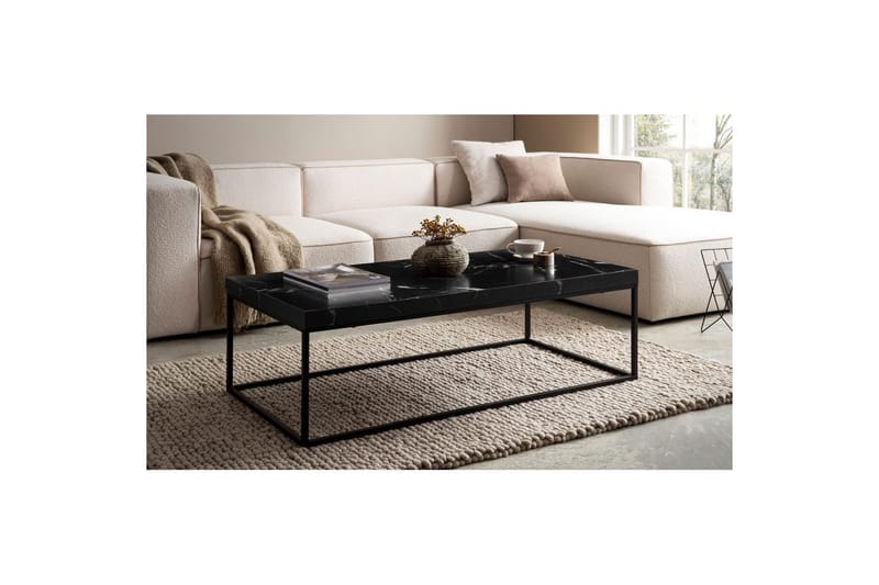 Sofabord Wohnling rektangulær 120 cm, stenoptik, moderne look Marmor sort - Marmor sort - Møbler - Borde - Sofabord